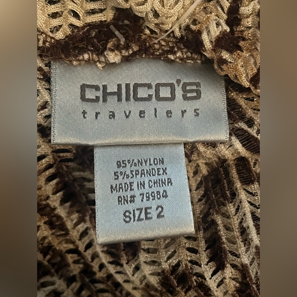 🖤 Chico’s Travelers Animal Print Open Front Cardigan Size 2 Large (L 12) 🐆 - Picture 8 of 9
